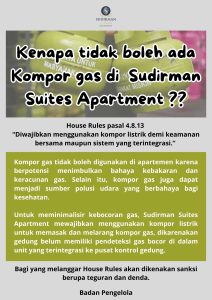 kenapa tidak boleh ada kompor gas di apartment sudirman suites apartment (1)